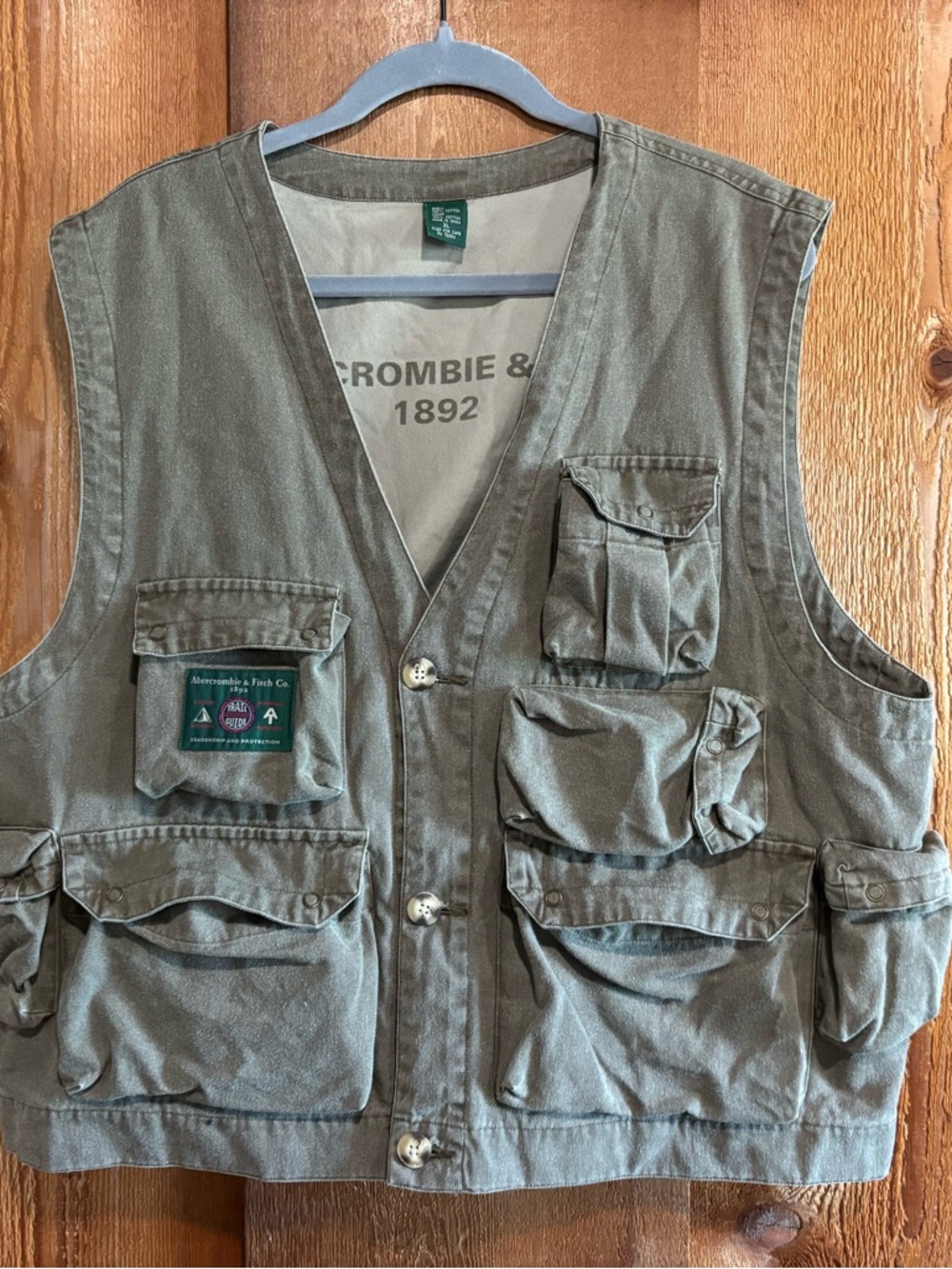 Vintage Abercrombie & Fitch Trail Guide Cargo Utility Fishing Vest Canvas XL